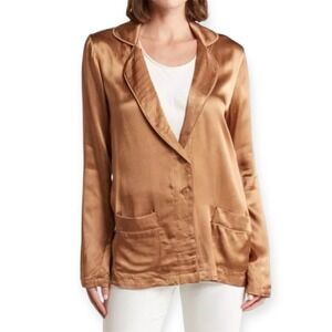 Elie‎ Tahari Blazer Jacket Womens S Bronze Gold Shiny Career Business Casual NWT